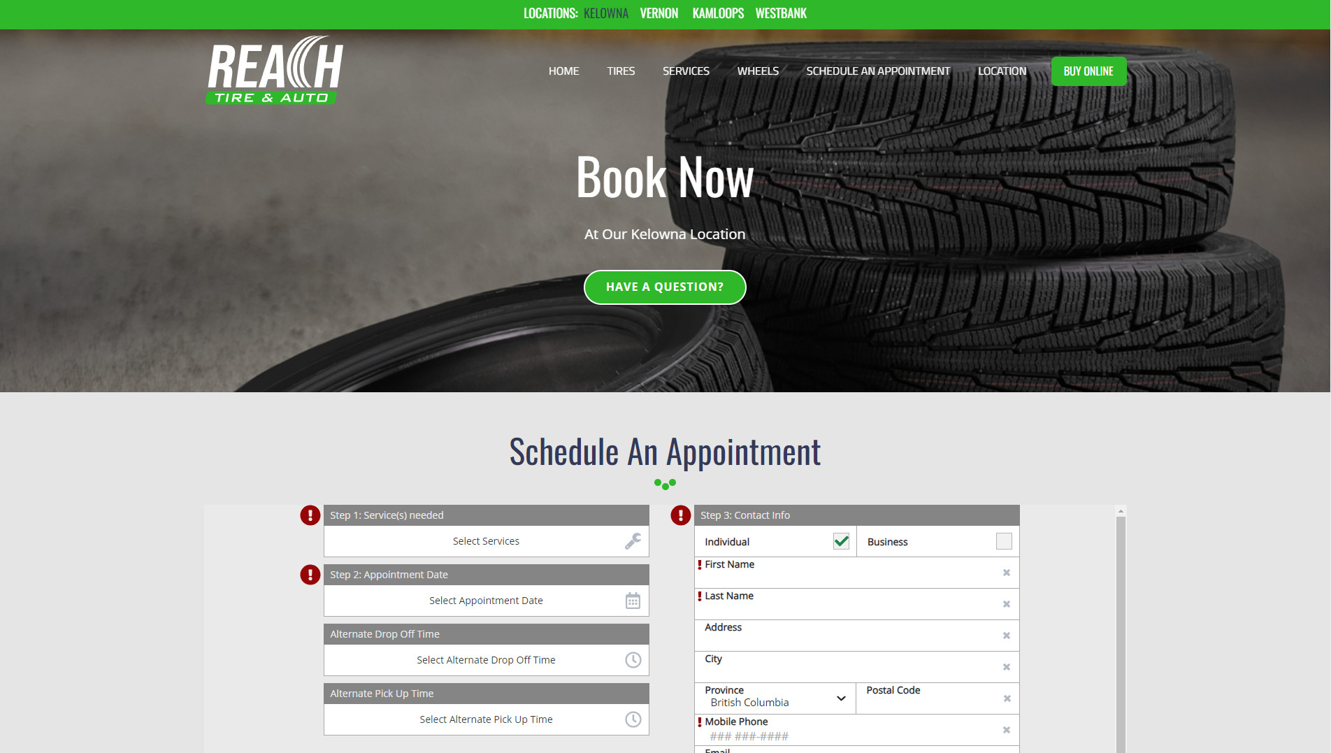 Book Online Tire and Auto Appointments Kelowna