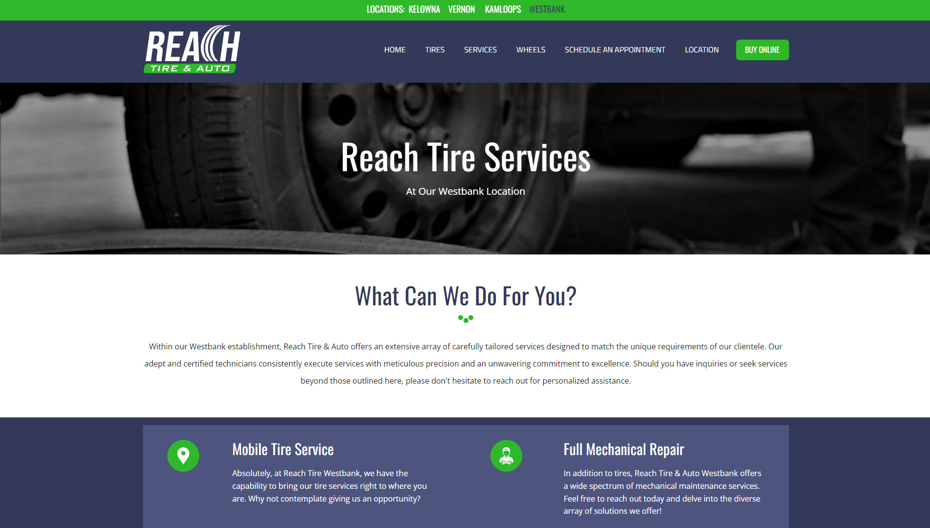 Auto repair and tire services Reach Tire & Auto Westbank